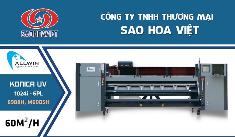 Máy in UV ALLWIN K1024I – Đầu phun KONICA Nhật Bản